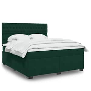 Box spring postel s matrací tmavě zelená 180x200 cm samet - obrázek 1