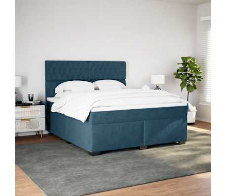 vidaXL Boxspring met matras fluweel blauw 180x200 cm