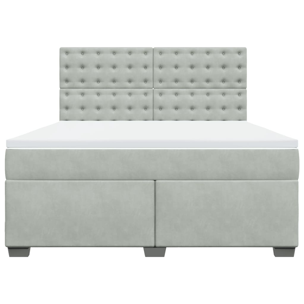 vidaXL Boxspring met matras fluweel lichtgrijs 180x200 cm grijs, foto 4