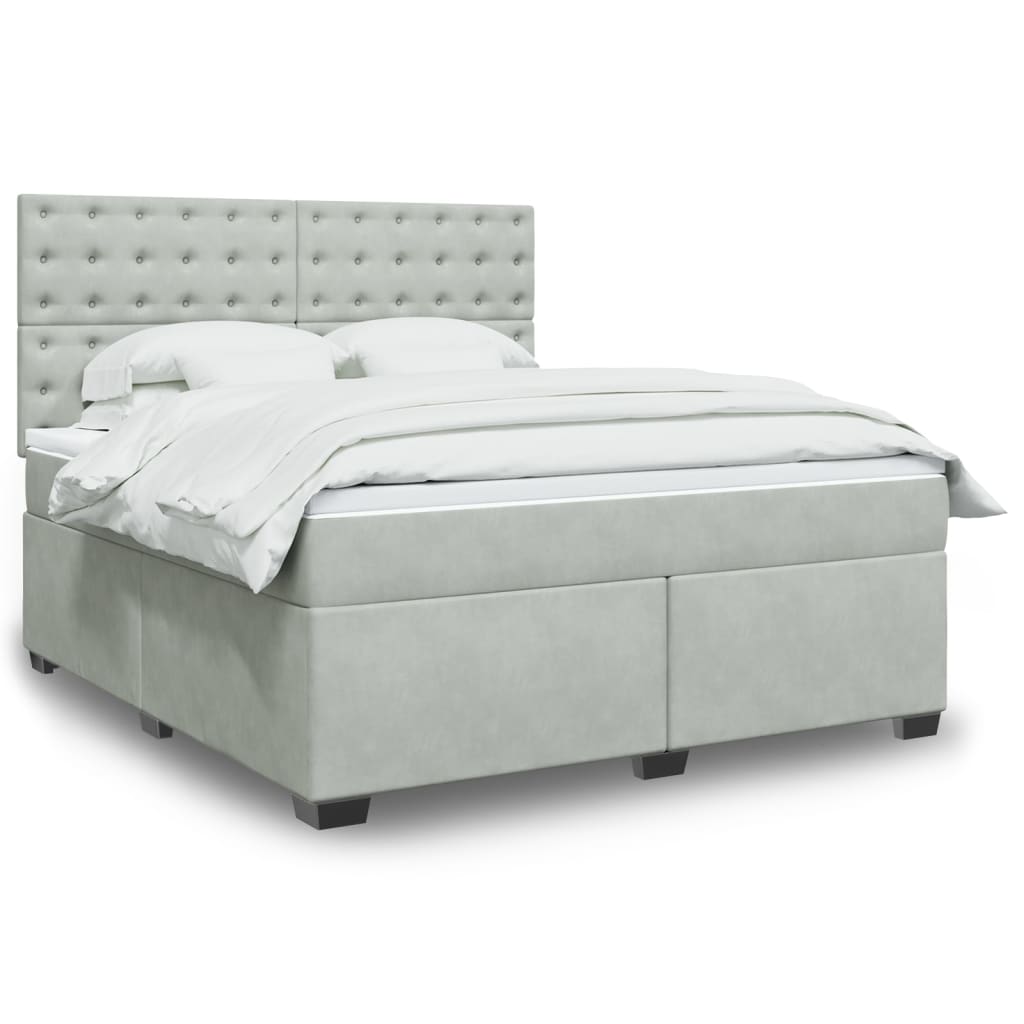 Boxspringbett mit Matratze Hellgrau 180×200 cm Samt