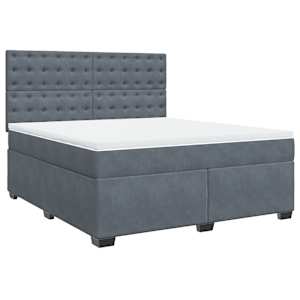 Box spring postel s matrací tmavě šedá 180x200 cm samet - obrázek 2