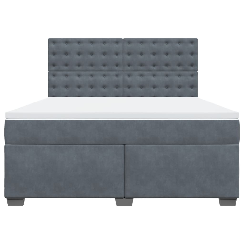 vidaXL Boxspring met matras fluweel donkergrijs 180x200 cm grijs, foto 4