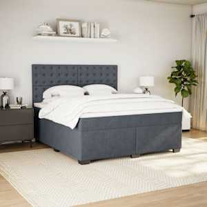 Box spring postel s matrací tmavě šedá 180x200 cm samet - obrázek 3