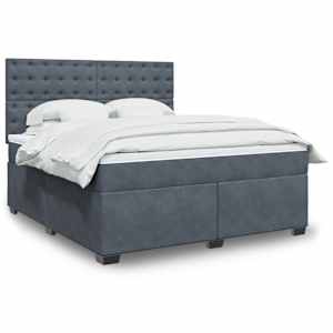 Box spring postelja z vzmetnico temno siva 180x200 cm žamet