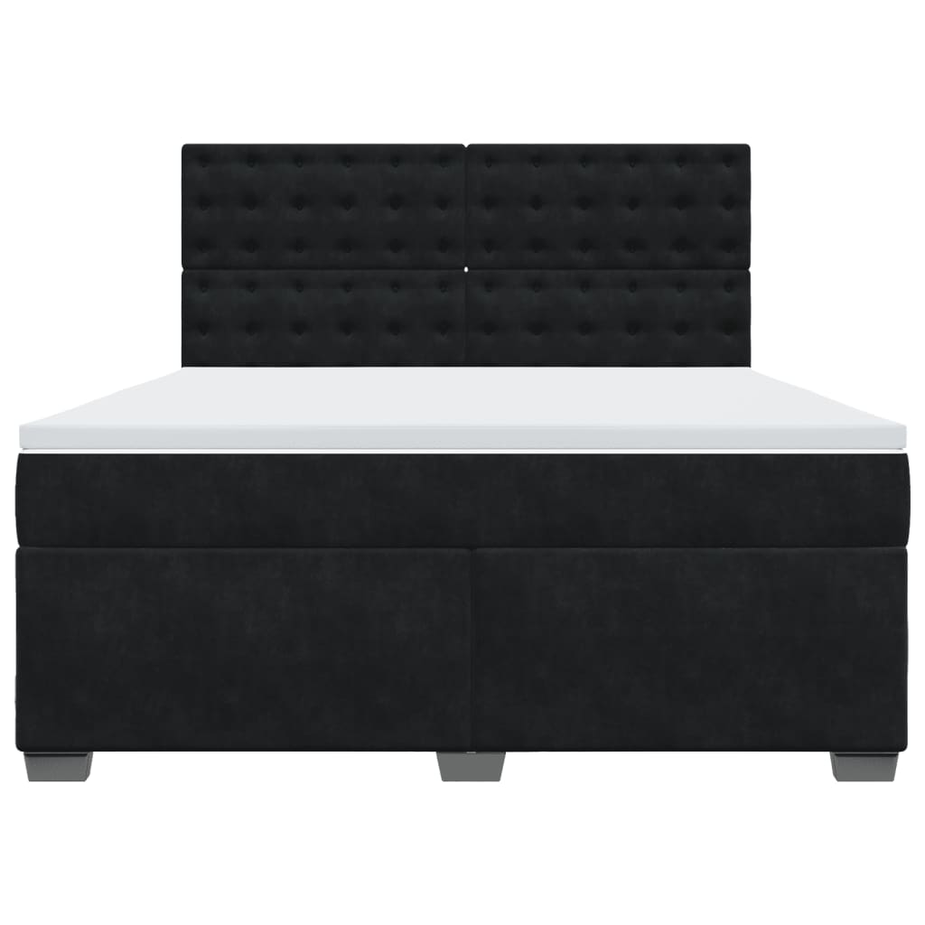 vidaXL Boxspring met matras fluweel zwart 180x200 cm, foto 4