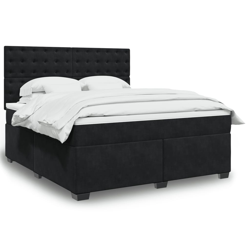 Boxspringbett mit Matratze Schwarz 180×200 cm Samt