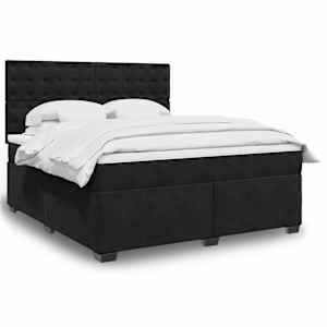 Box spring postelja z vzmetnico črna 180x200 cm žamet