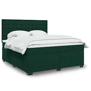 Box spring postel s matrací tmavě zelená 180x200 cm samet - obrázek 1