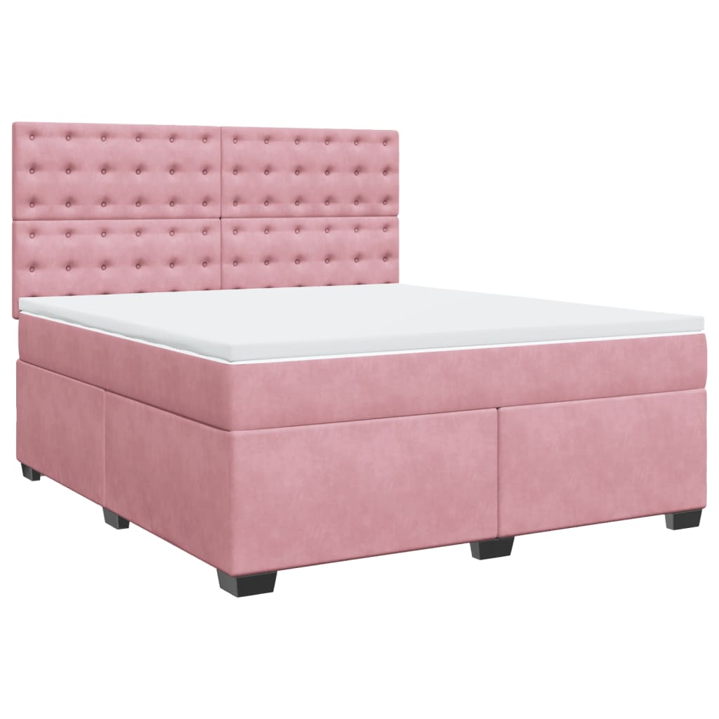 vidaXL Box spring postel s matrací růžová 180x200 cm samet