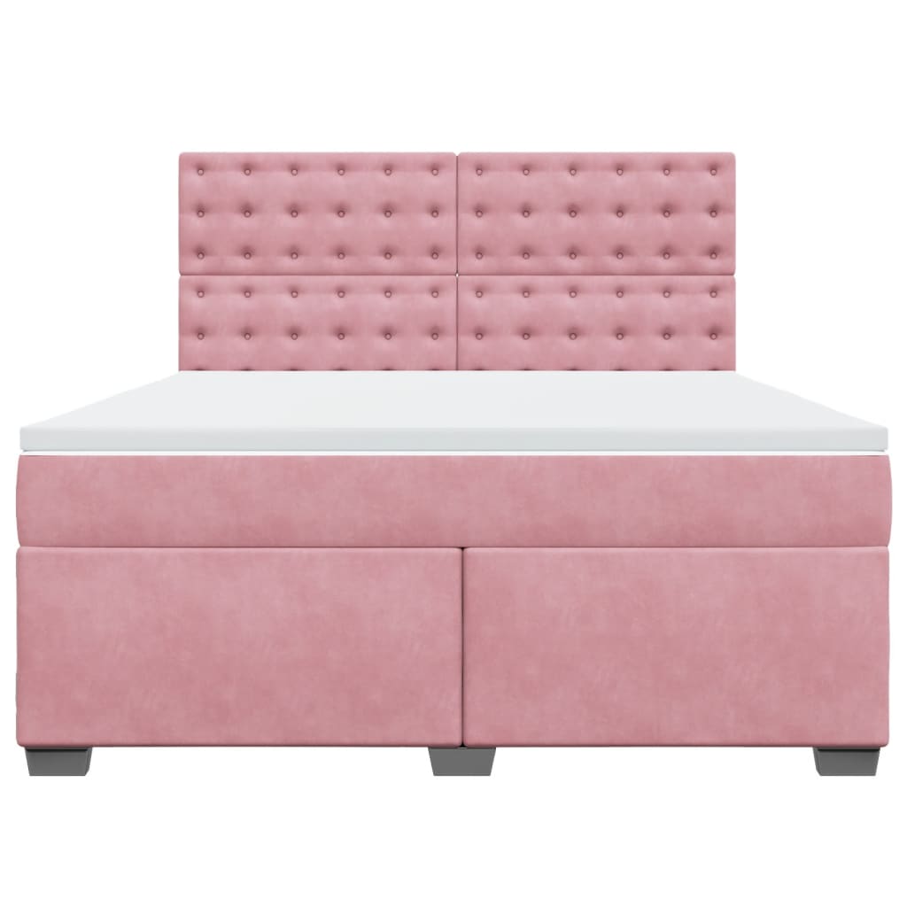 vidaXL Boxspring met matras fluweel roze 180x200 cm, foto 4