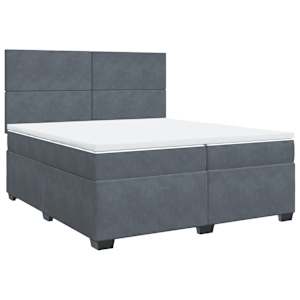 Box spring postel s matrací tmavě šedá 200x200 cm samet - obrázek 2