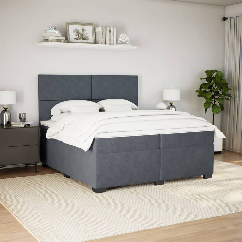 Thumbnail - vidaXL Boxspringbett mit Matratze Dunkelgrau 200x200 cm Samt