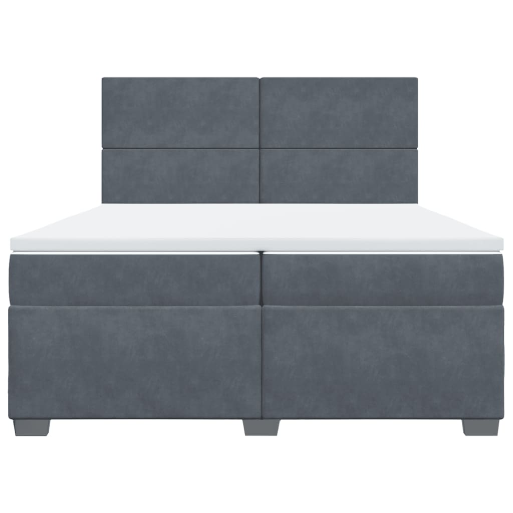 vidaXL Boxspring met matras fluweel donkergrijs 200x200 cm grijs, foto 4