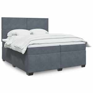 Box spring postelja z vzmetnico temno siva 200x200 cm žamet