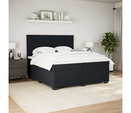 vidaXL Κρεβάτι Boxspring με Στρώμα Μαύρο 200x200 εκ. Βελούδινο