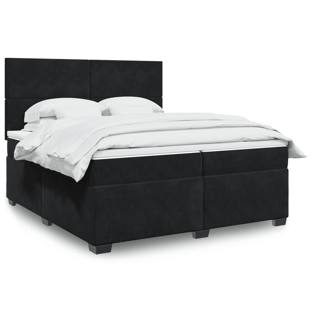 Kontinentalseng 200 x 200 cm med madrasser og topmadras - sort fløjl