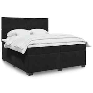 Box spring postelja z vzmetnico črna 200x200 cm žamet