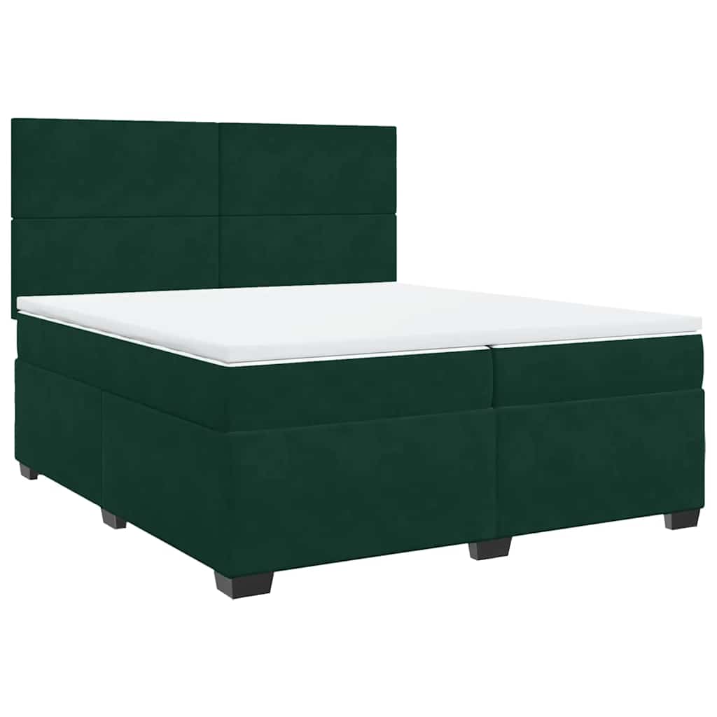 vidaXL Boxspring met matras fluweel donkergroen 200x200 cm groen, foto 3
