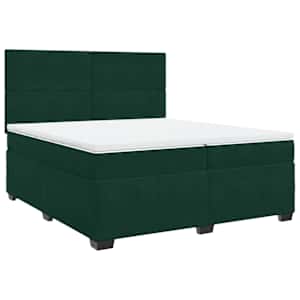 Box spring postel s matrací tmavě zelená 200x200 cm samet - obrázek 2