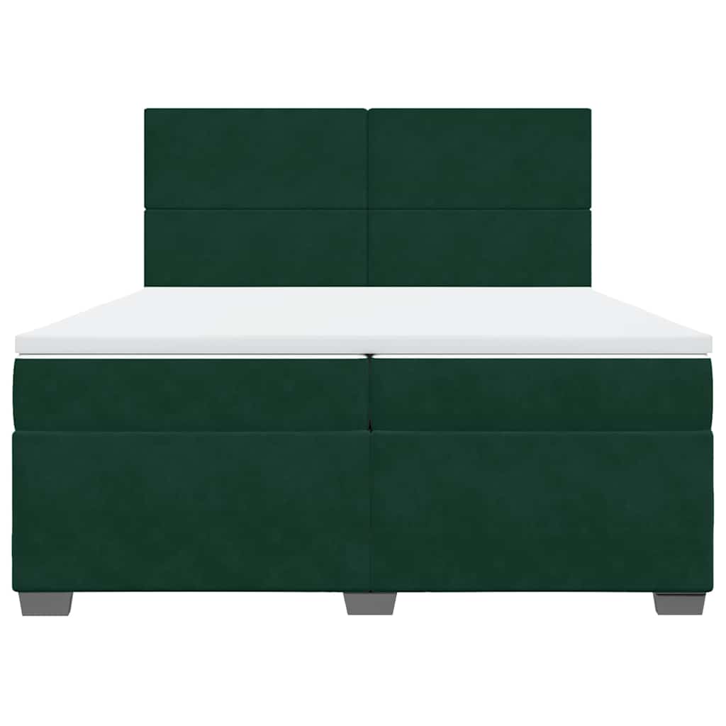 vidaXL Boxspring met matras fluweel donkergroen 200x200 cm groen, foto 4
