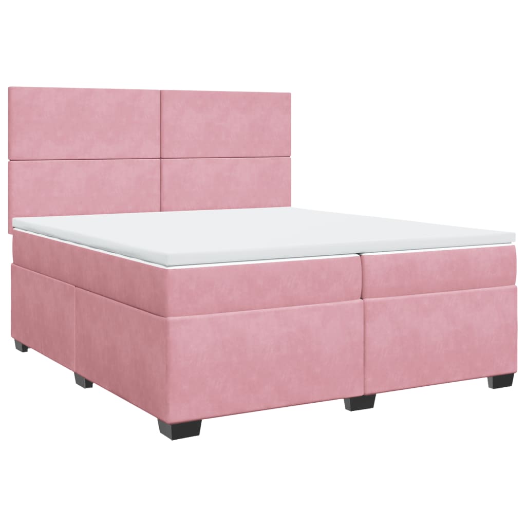 vidaXL Boxspring met matras fluweel roze 200x200 cm, foto 3