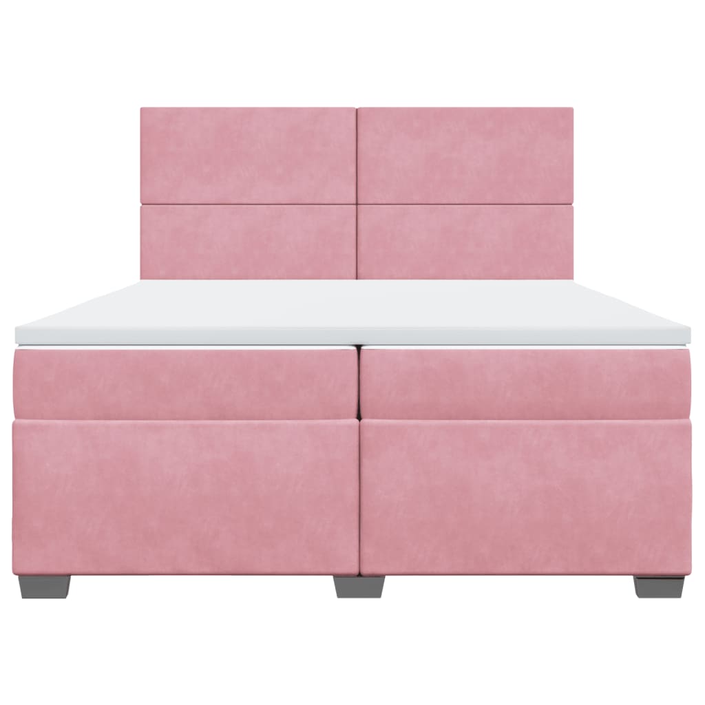 vidaXL Boxspring met matras fluweel roze 200x200 cm, foto 4
