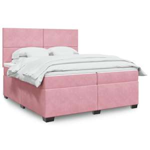 Box spring postel s matrací růžová 200x200 cm samet - obrázek 1