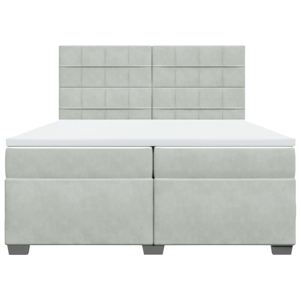 vidaXL Boxspring met matras fluweel lichtgrijs 200x200 cm grijs, foto 4