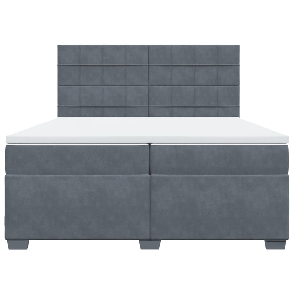 vidaXL Boxspring met matras fluweel donkergrijs 200x200 cm grijs, foto 4