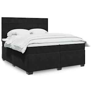 Box spring postelja z vzmetnico črna 200x200 cm žamet