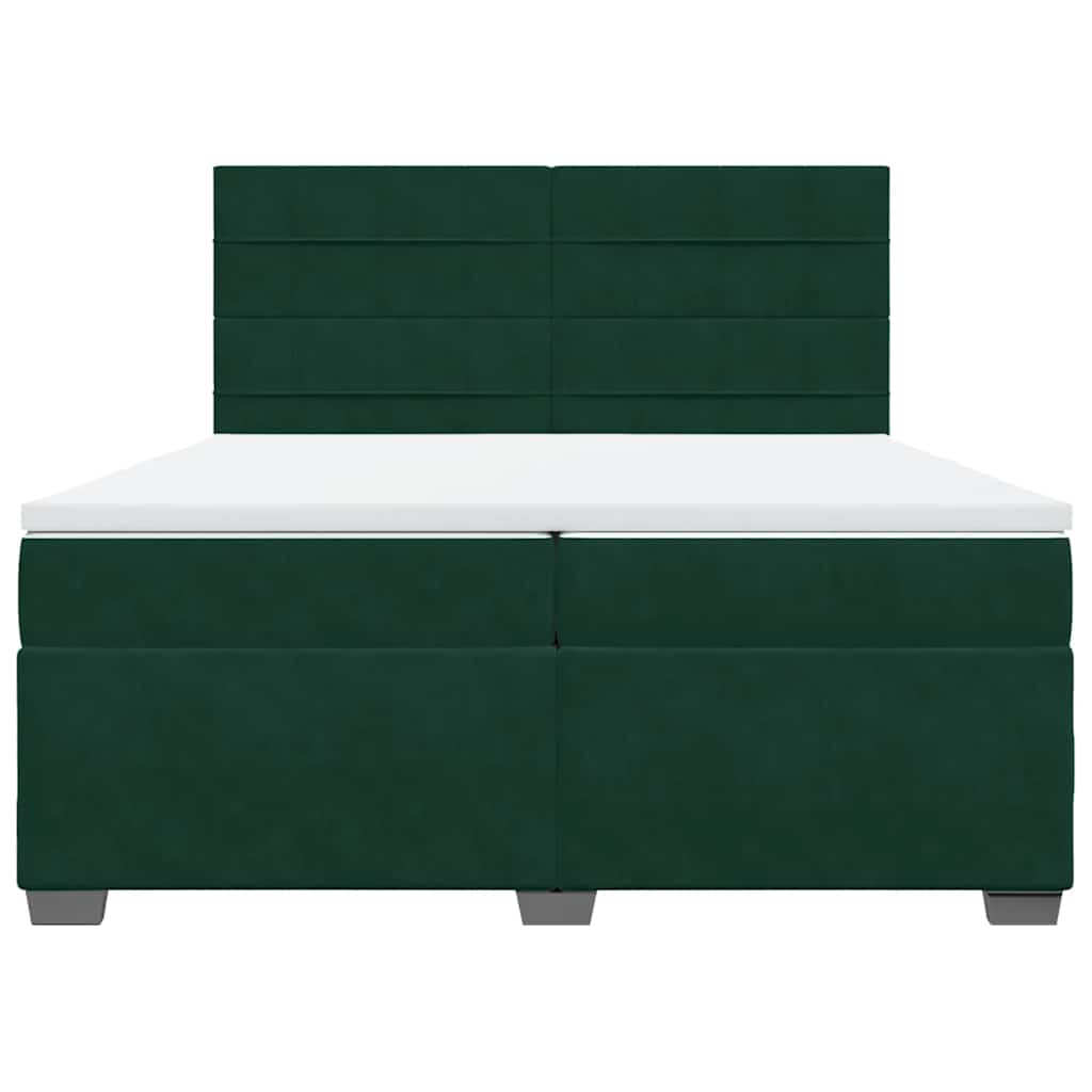 vidaXL Boxspring met matras fluweel donkergroen 200x200 cm groen, foto 4