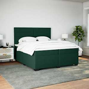 Box spring postel s matrací tmavě zelená 200x200 cm samet - obrázek 3