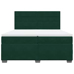 Box spring postel s matrací tmavě zelená 200x200 cm samet - obrázek 4