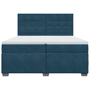 Box spring postel s matrací modrá 200 x 200 cm samet - obrázek 4