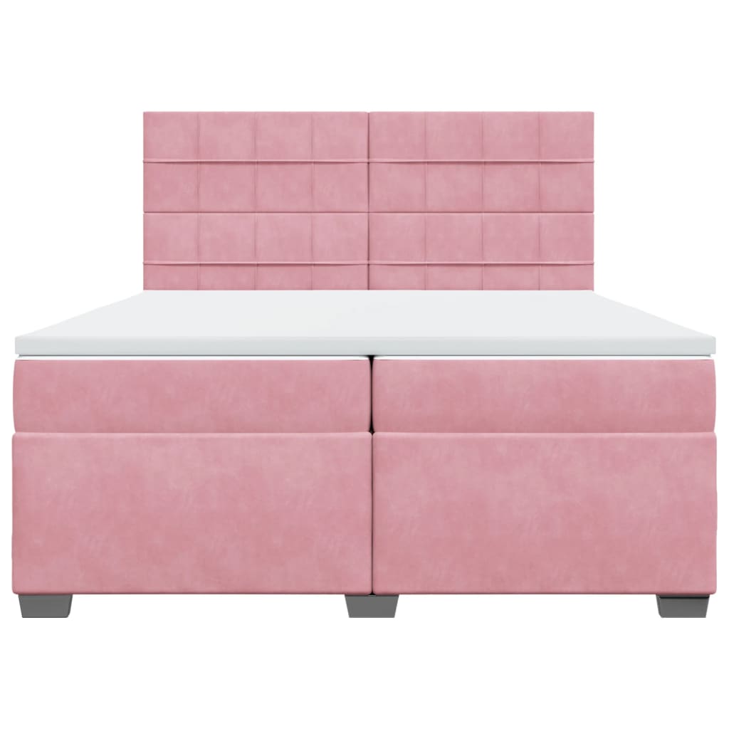 vidaXL Boxspring met matras fluweel roze 200x200 cm, foto 4