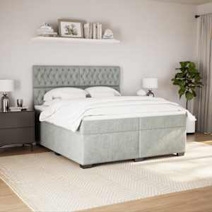 Box spring postel s matrací světle šedá 200x200 cm samet - obrázek 3
