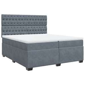 Box spring postel s matrací tmavě šedá 200x200 cm samet - obrázek 2