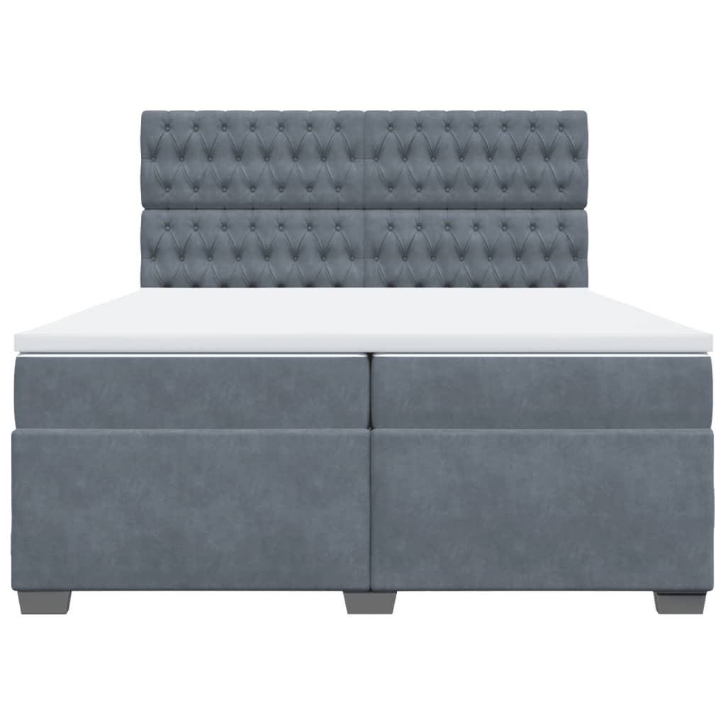 vidaXL Boxspring met matras fluweel donkergrijs 200x200 cm grijs, foto 4