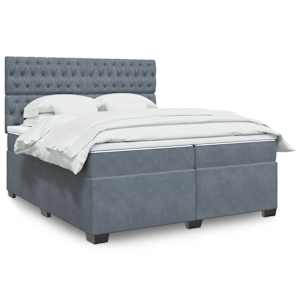 Box spring postel s matrací tmavě šedá 200x200 cm samet - obrázek 1