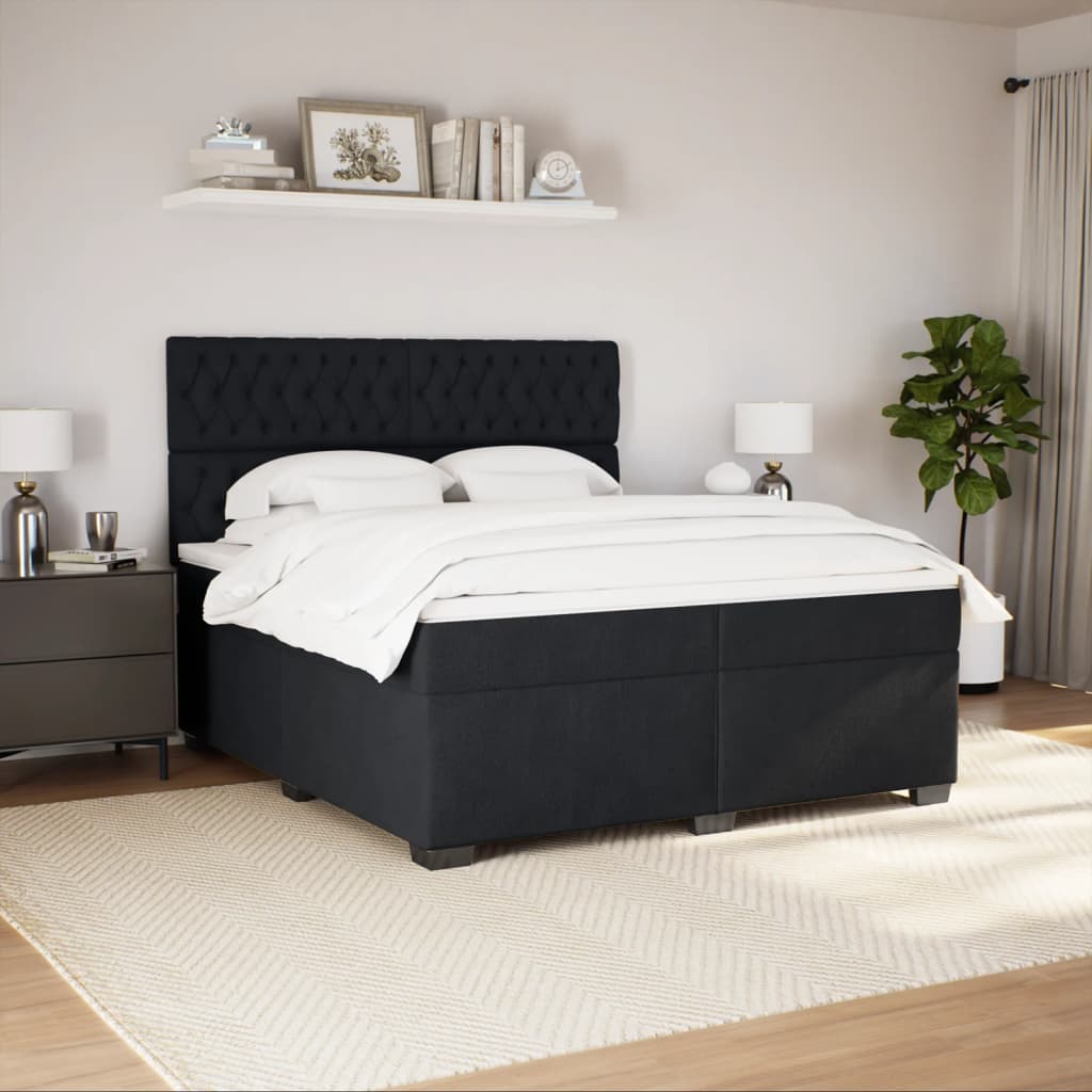 vidaXL Boxspring met matras fluweel zwart 200x200 cm afbeelding