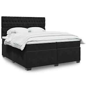 Box spring postel s matrací černá 200x200 cm samet - obrázek 1