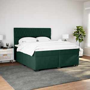 Box spring postel s matrací tmavě zelená 200x200 cm samet - obrázek 3