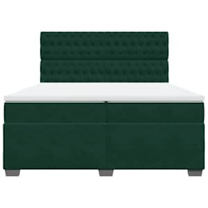 Box spring postel s matrací tmavě zelená 200x200 cm samet - obrázek 4