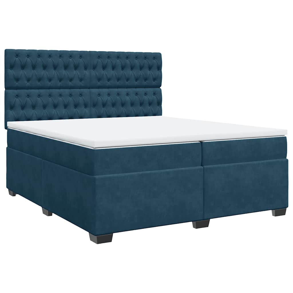 Thumbnail - vidaXL Boxspringbett mit Matratze Blau 200x200 cm Samt