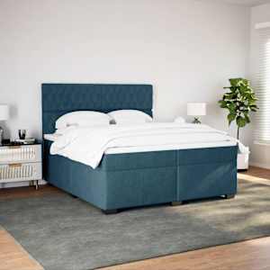 Box spring postel s matrací modrá 200 x 200 cm samet - obrázek 3