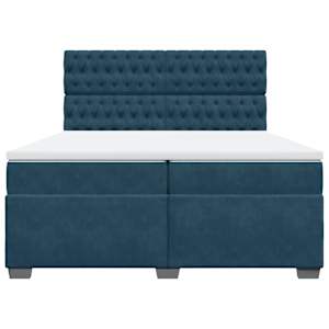 Box spring postel s matrací modrá 200 x 200 cm samet - obrázek 4
