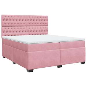 Box spring postel s matrací růžová 200x200 cm samet - obrázek 2