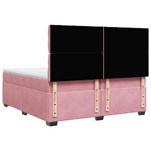 Box spring postel s matrací růžová 200x200 cm samet - obrázek 10