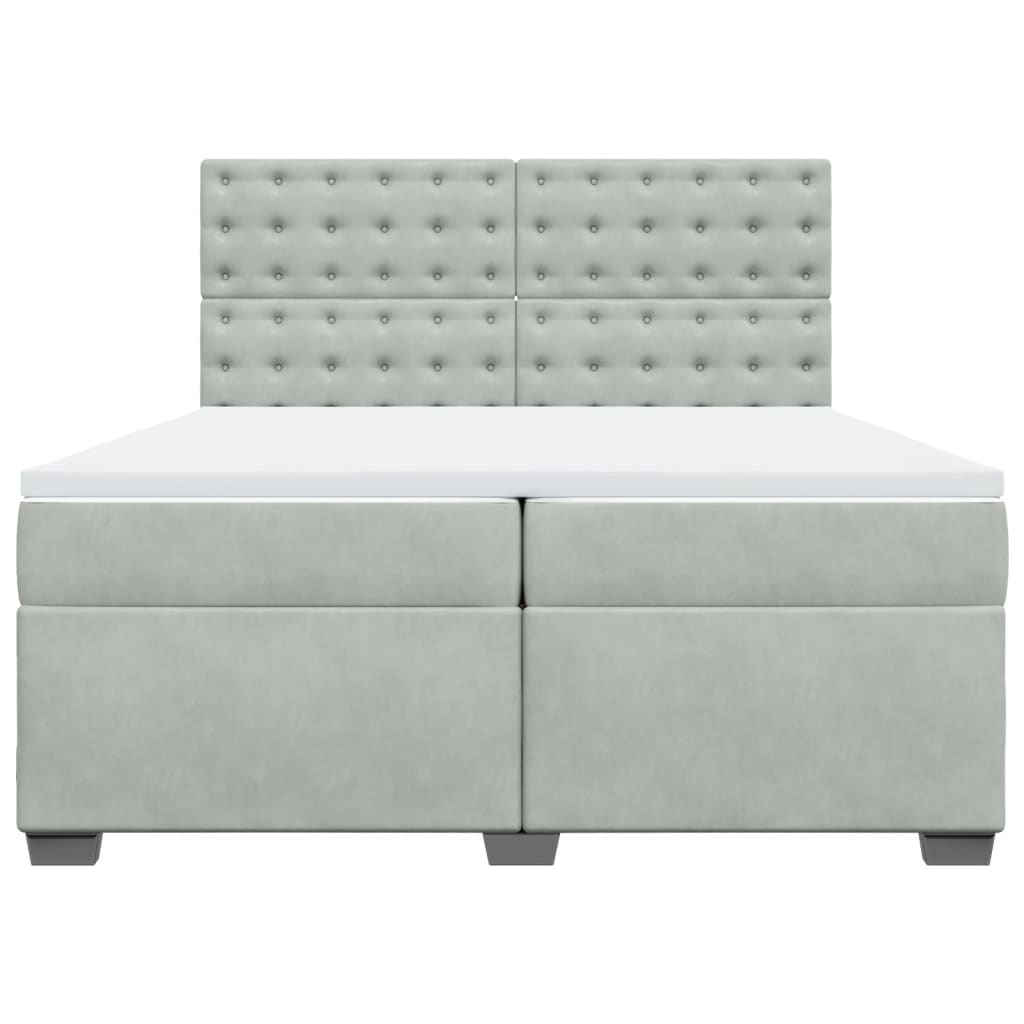 vidaXL Boxspring met matras fluweel lichtgrijs 200x200 cm grijs, foto 4