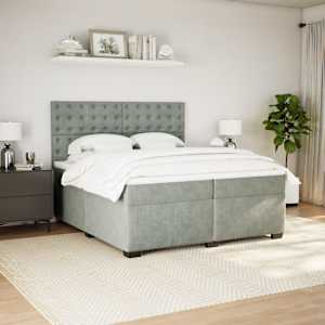 Box spring postel s matrací světle šedá 200x200 cm samet - obrázek 3